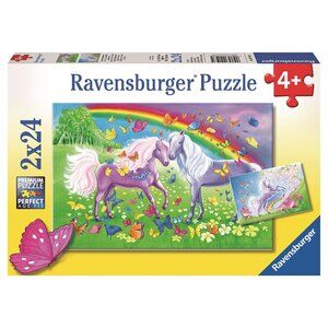 New sealed Ravensburger-2 X 24 Piece Puzzle Rainbow Horses